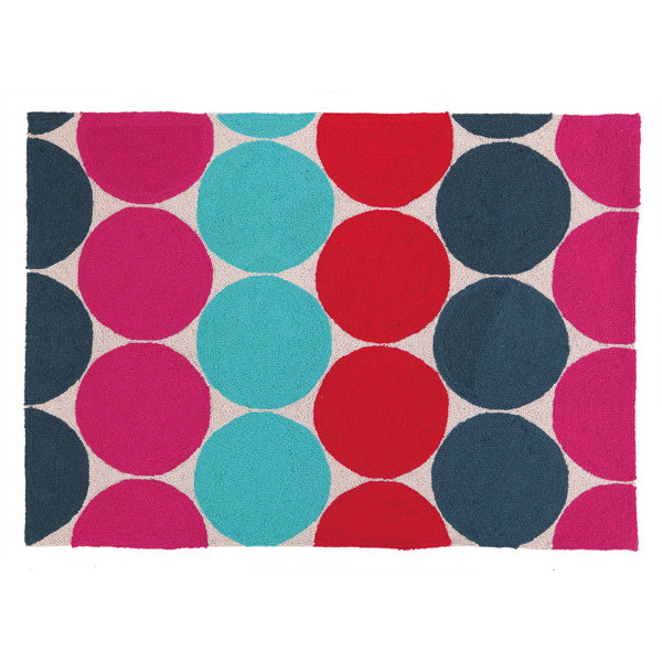 Wrought Studio Sevigny Handmade Hand Hooked Wool Blue/Pink Rug Wayfair